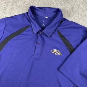Baltimore Ravens Mens NFL Polo Shirt 2XL Purple Black Logo Short Sleeve XXL READ